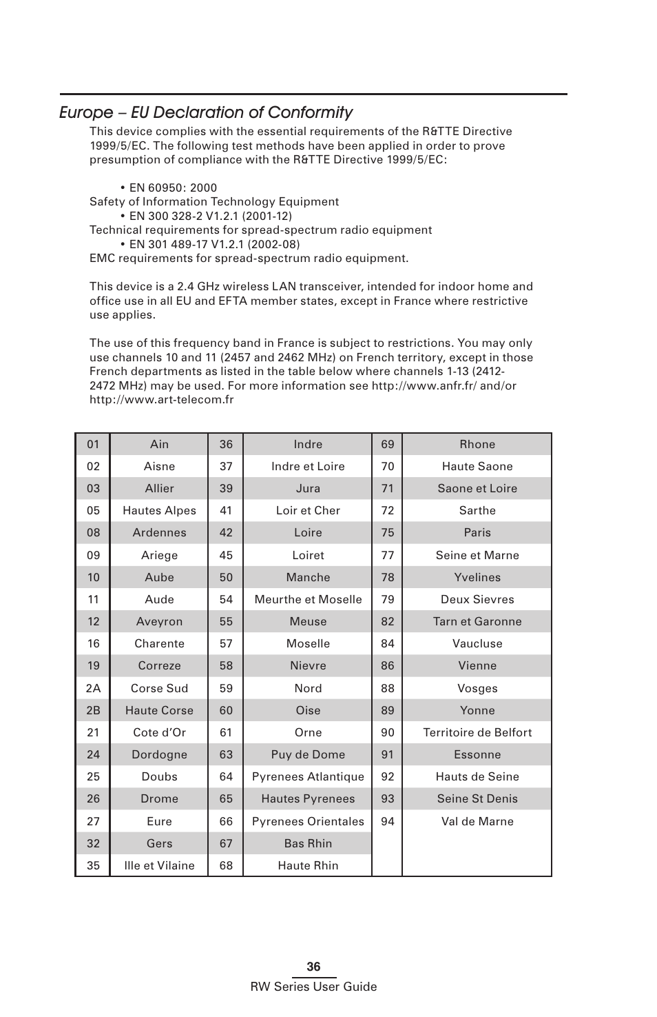 Europe – eu declaration of conformity | Zebra Technologies RW SERIES User Manual | Page 36 / 84