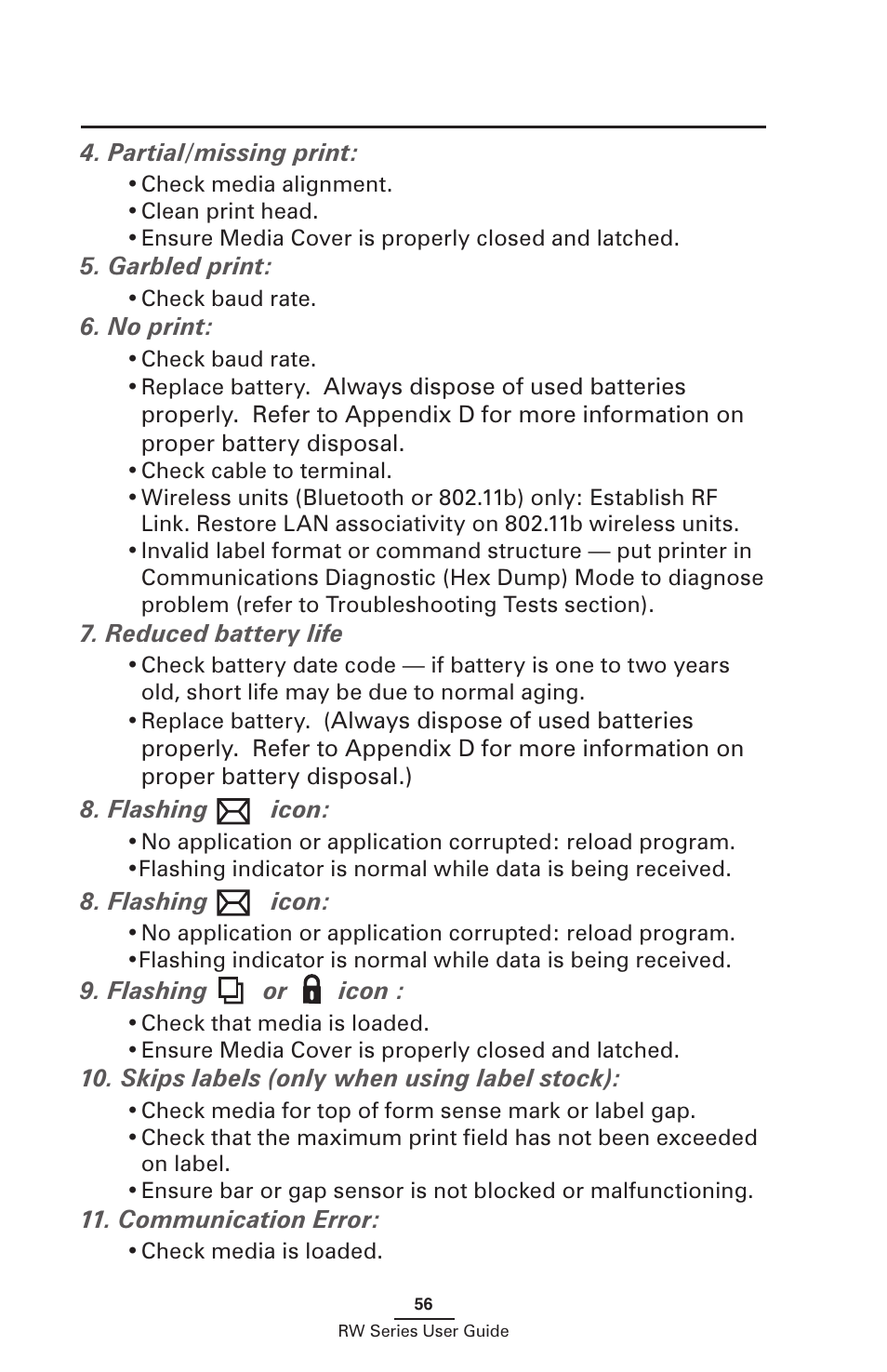 Zebra Technologies RW SERIES User Manual | Page 56 / 84