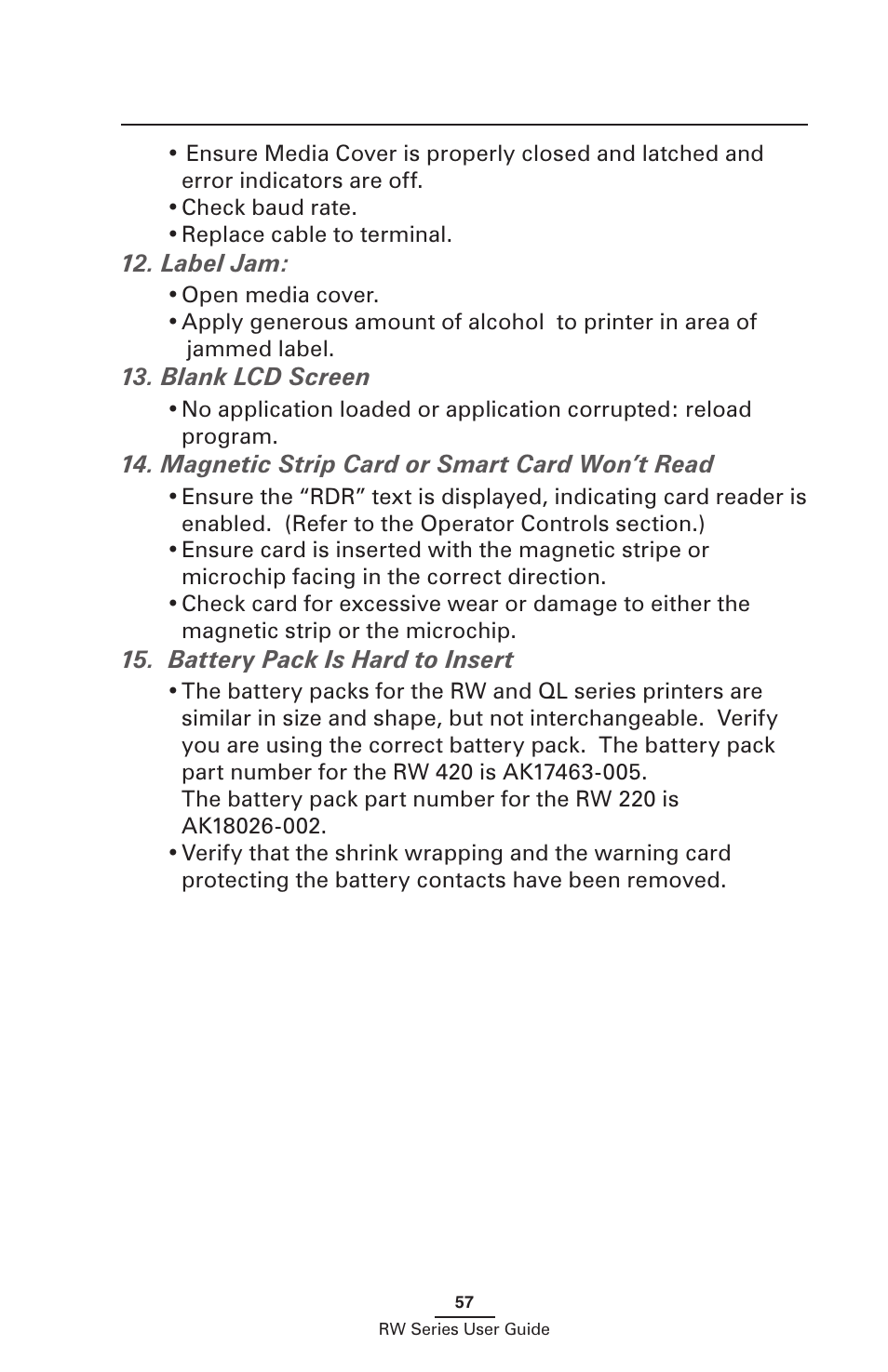 Zebra Technologies RW SERIES User Manual | Page 57 / 84