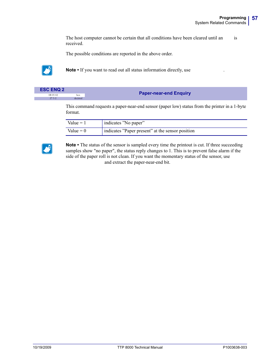 Esc enq 2 | Zebra Technologies TTP 8000 User Manual | Page 57 / 132