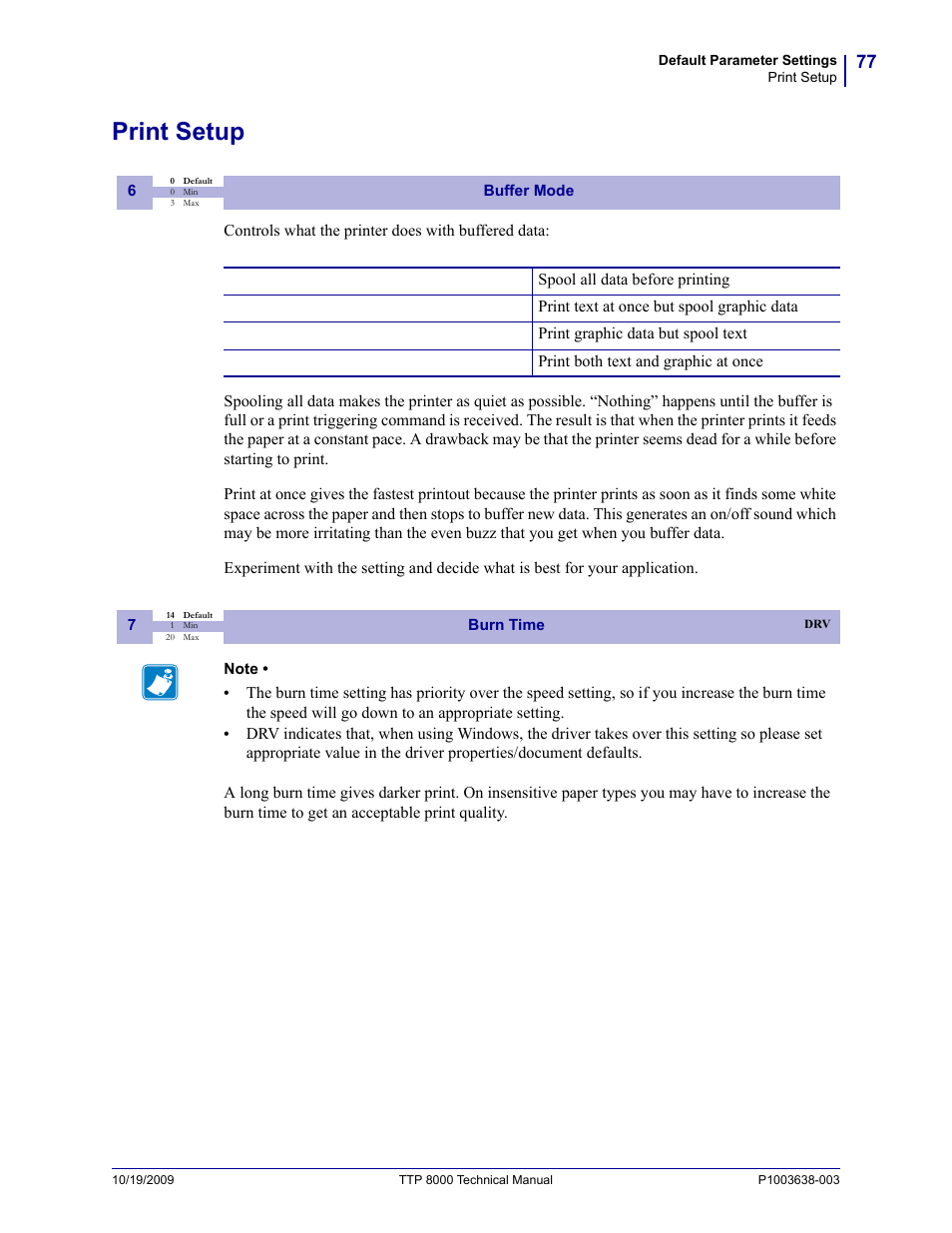 Print setup | Zebra Technologies TTP 8000 User Manual | Page 77 / 132