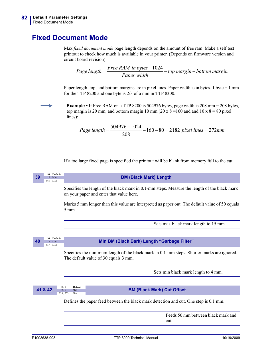 Fixed document mode | Zebra Technologies TTP 8000 User Manual | Page 82 / 132