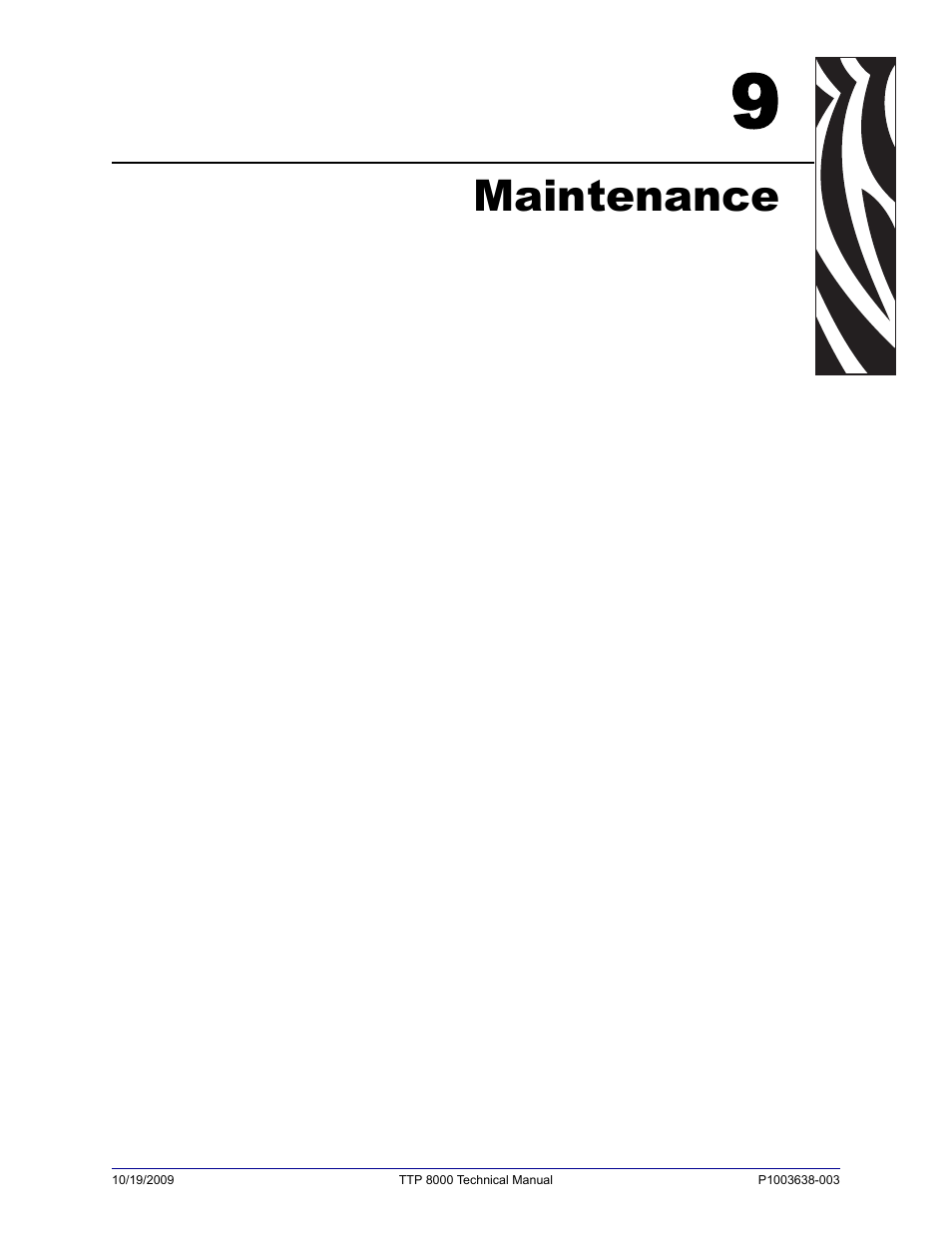 Maintenance, 9 • maintenance | Zebra Technologies TTP 8000 User Manual | Page 99 / 132