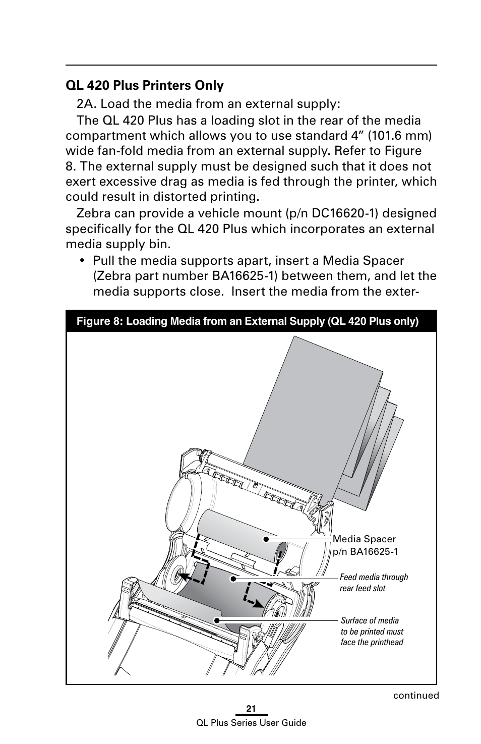 Ql 420 plus printers only | Zebra Technologies ZEBRA QL UMAN-QLP-001 User Manual | Page 21 / 86