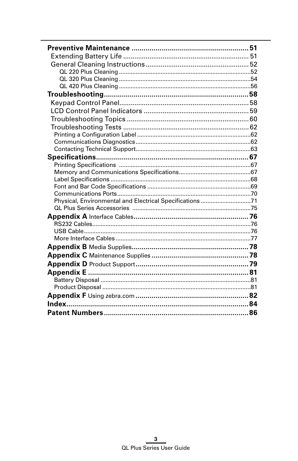 Zebra Technologies ZEBRA QL UMAN-QLP-001 User Manual | Page 3 / 86