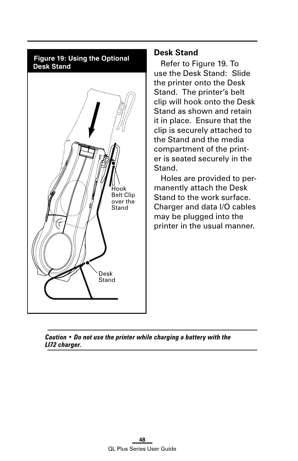 Desk stand | Zebra Technologies ZEBRA QL UMAN-QLP-001 User Manual | Page 48 / 86