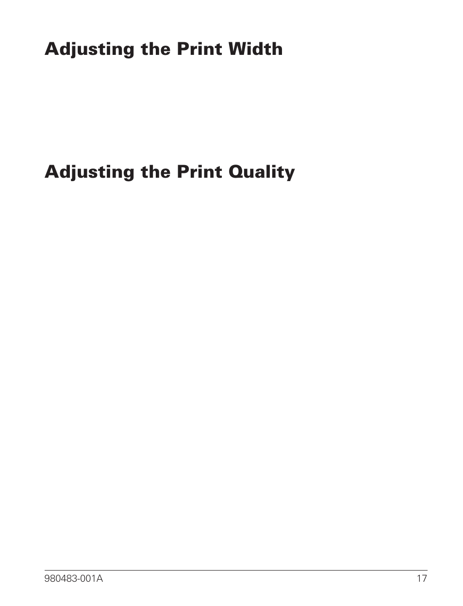 Adjusting the print width 17, Adjusting the print quality 17, Adjusting the print width | Adjusting the print quality | Zebra Technologies LP 2844 User Manual | Page 25 / 54