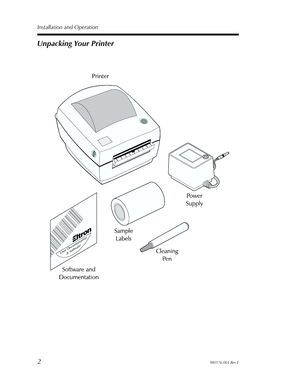 Unpacking your printer, Installation and operation | Zebra Technologies LP2443 User Manual | Page 8 / 24