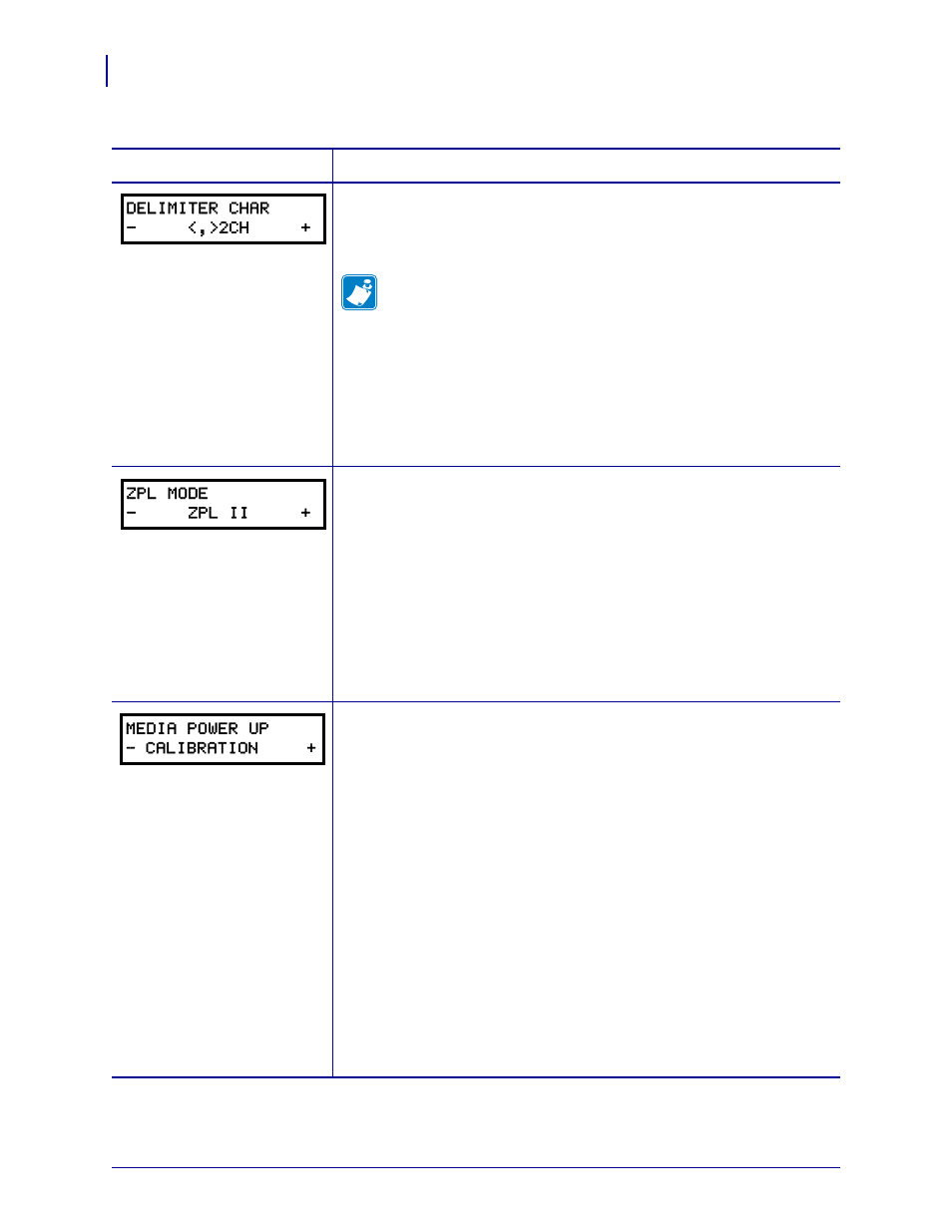 Up (see, Select media, E parameter (see | Select | Zebra 105SL User Manual | Page 100 / 174