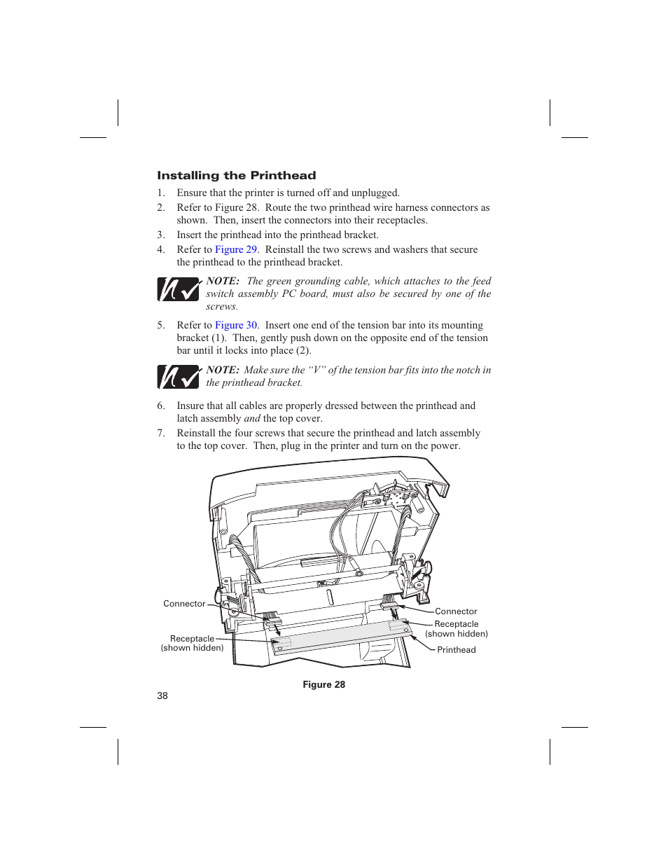 Installing the printhead | Zebra Technologies DA402 User Manual | Page 44 / 56