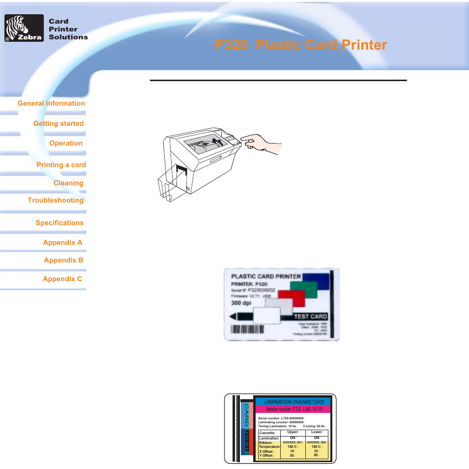 P320 i plastic card printer, Print a test card | Zebra Technologies P320i User Manual | Page 19 / 49