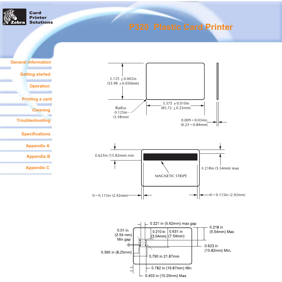 P320 i plastic card printer | Zebra Technologies P320i User Manual | Page 38 / 49