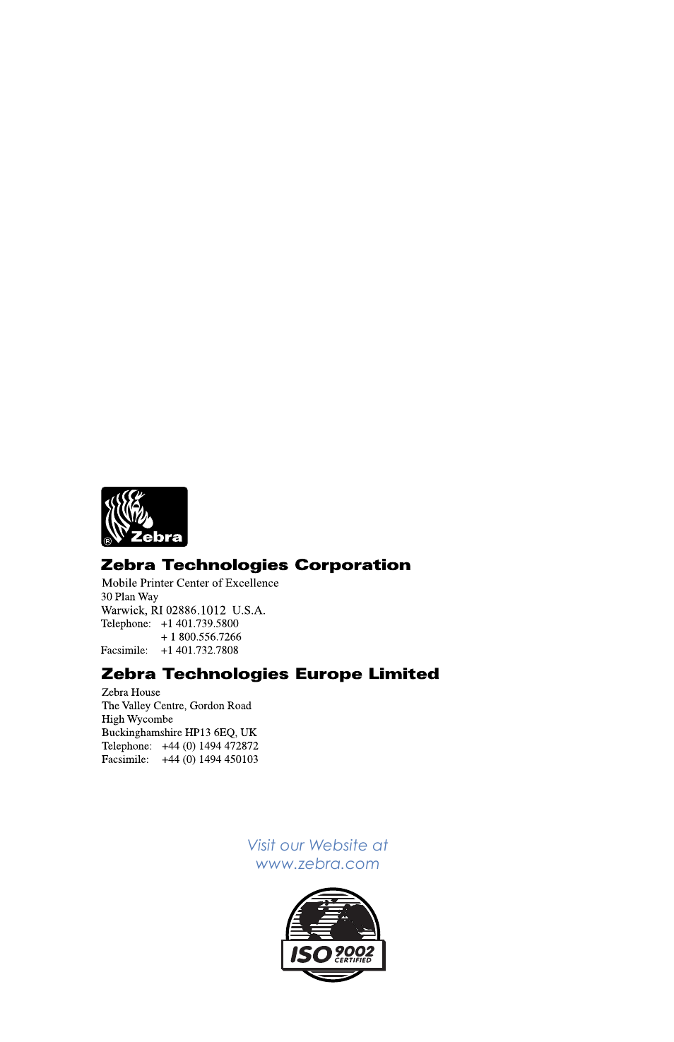 Zebra Technologies RP User Manual | Page 22 / 22