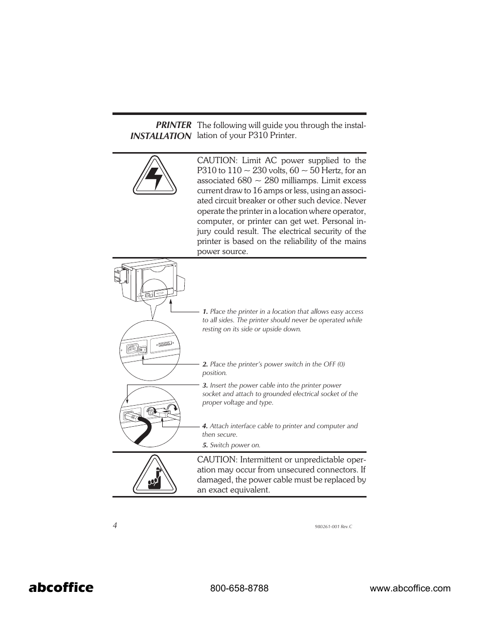 Printer installation 4, Abcoffice | Zebra Technologies P310 User Manual | Page 12 / 46