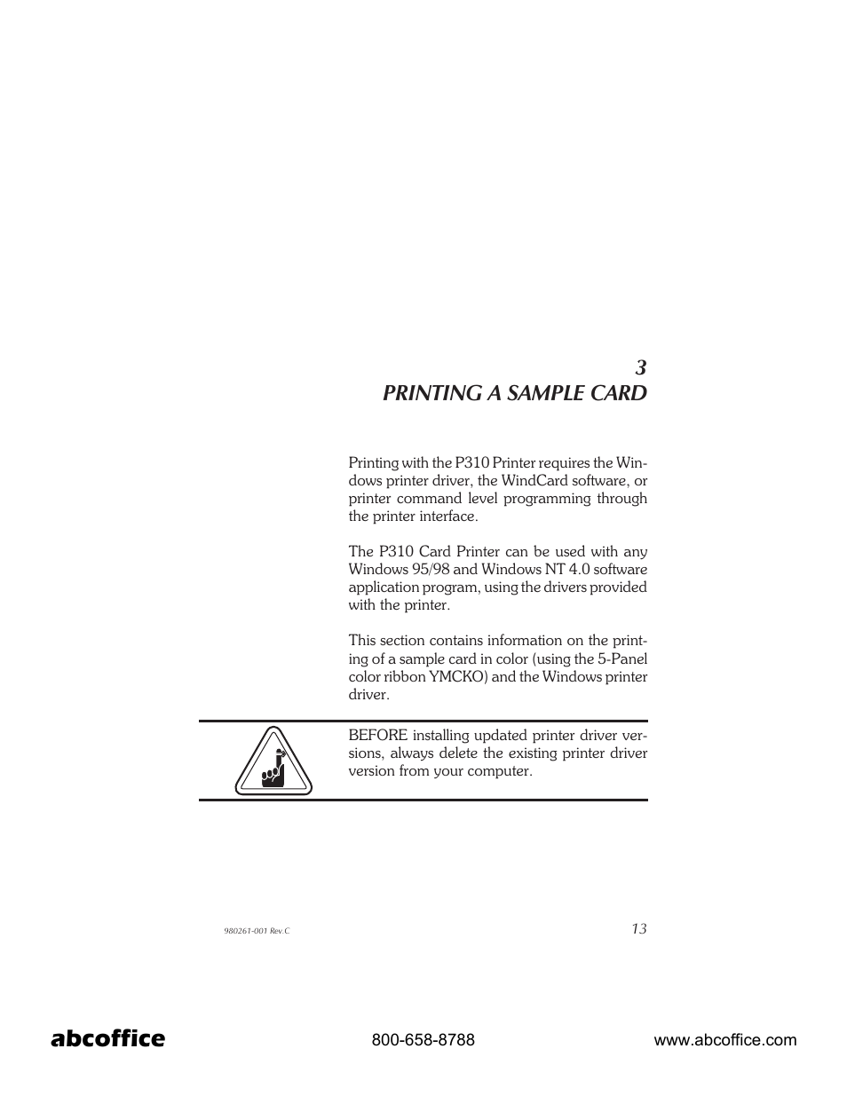 Printing a sample card 13, Abcoffice, 3printing a sample card | Zebra Technologies P310 User Manual | Page 21 / 46