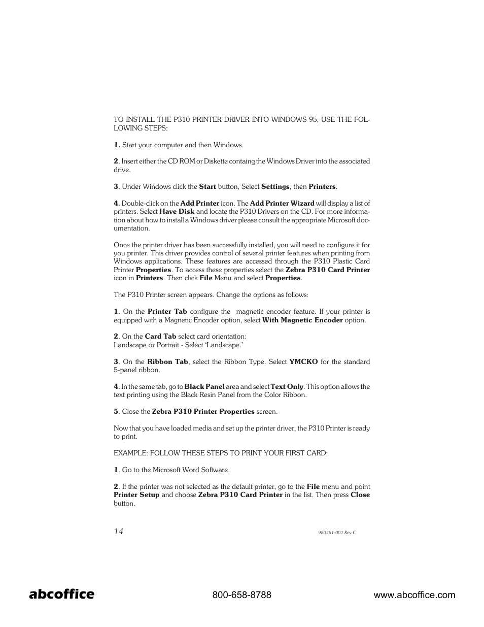 Abcoffice | Zebra Technologies P310 User Manual | Page 22 / 46
