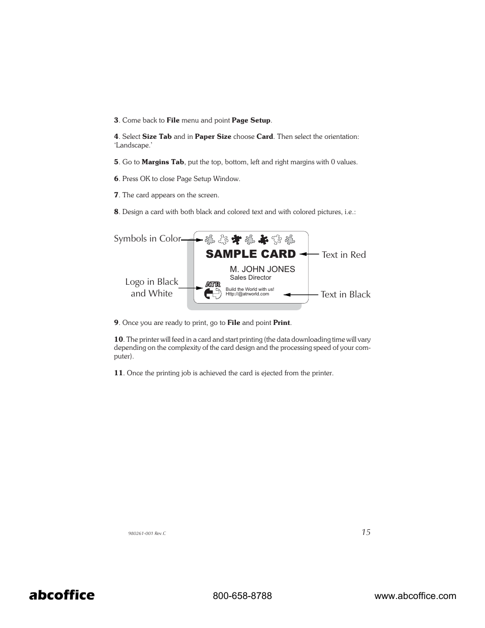 Abcoffice, Sample card | Zebra Technologies P310 User Manual | Page 23 / 46