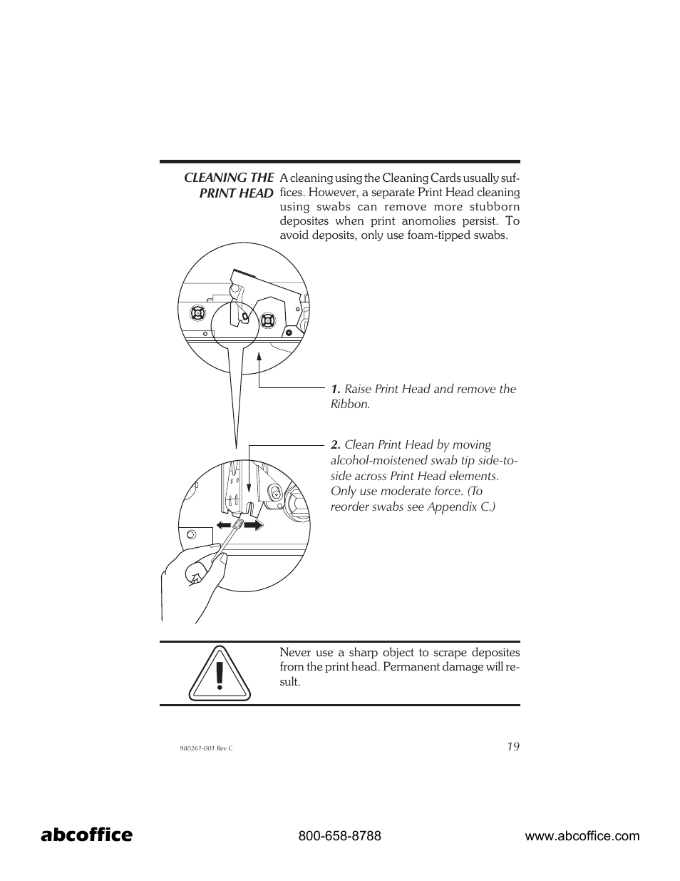 Cleaning the print head 19, Abcoffice | Zebra Technologies P310 User Manual | Page 27 / 46