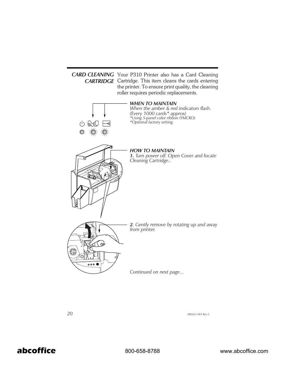 Card cleaning cartridge 20, Abcoffice | Zebra Technologies P310 User Manual | Page 28 / 46