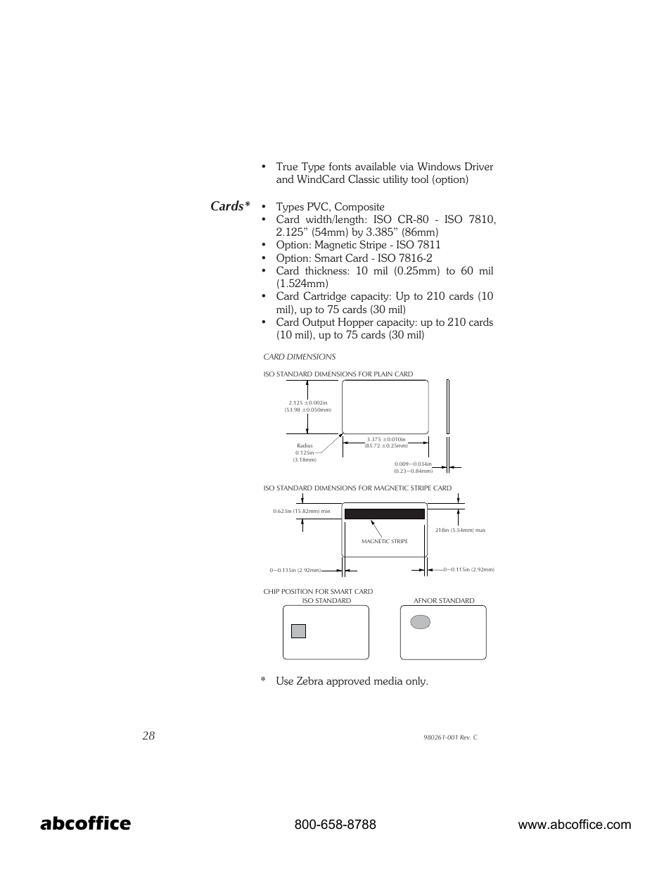 Abcoffice, Cards | Zebra Technologies P310 User Manual | Page 36 / 46