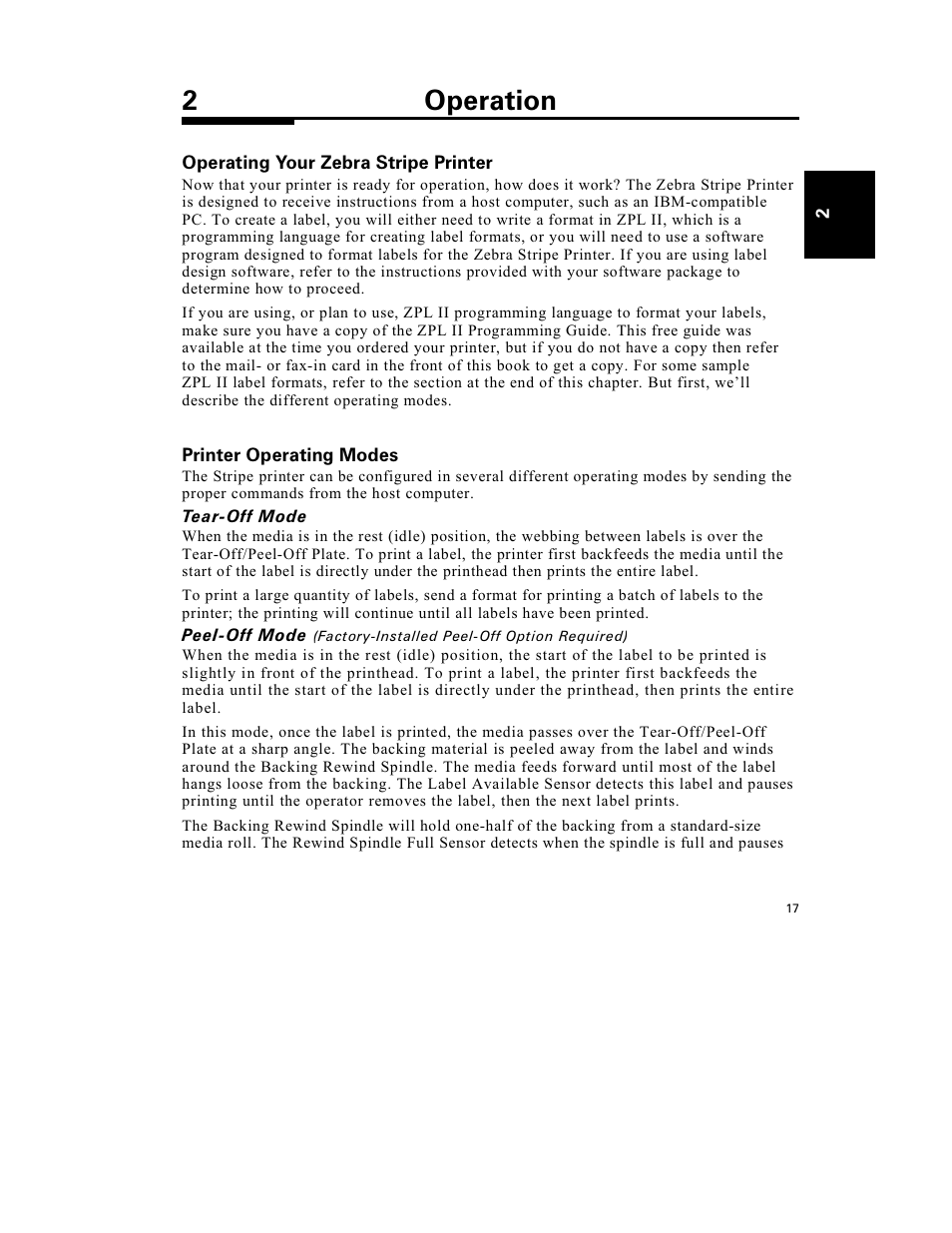 2operation | Zebra Technologies S-300 User Manual | Page 25 / 80
