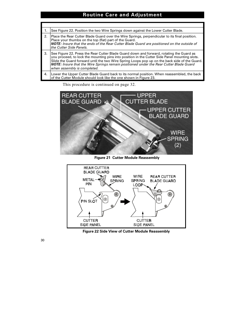 Rout ine car e and adjustment | Zebra Technologies S-300 User Manual | Page 38 / 80