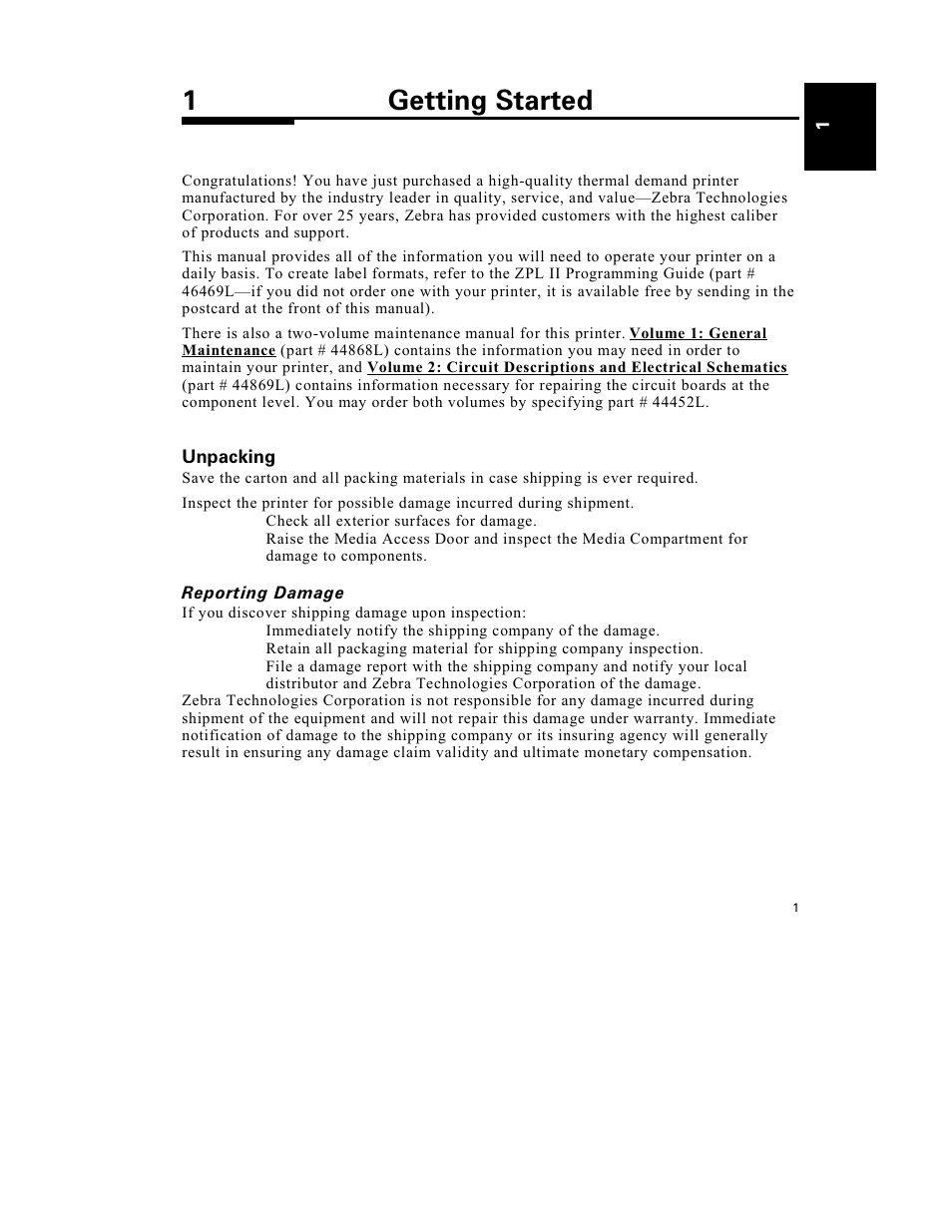 1getting started | Zebra Technologies S-300 User Manual | Page 9 / 80