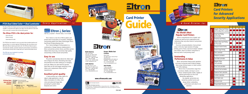 Guide, Card printer, Card printers for advanced security applications | Eltron series, P720 dual sided color, Dual laminator, The world’s most popular card printers, Outstanding performance & value, Easy to use, Excellent print quality | Zebra Technologies Eltron Card Printer User Manual | Page 4 / 12