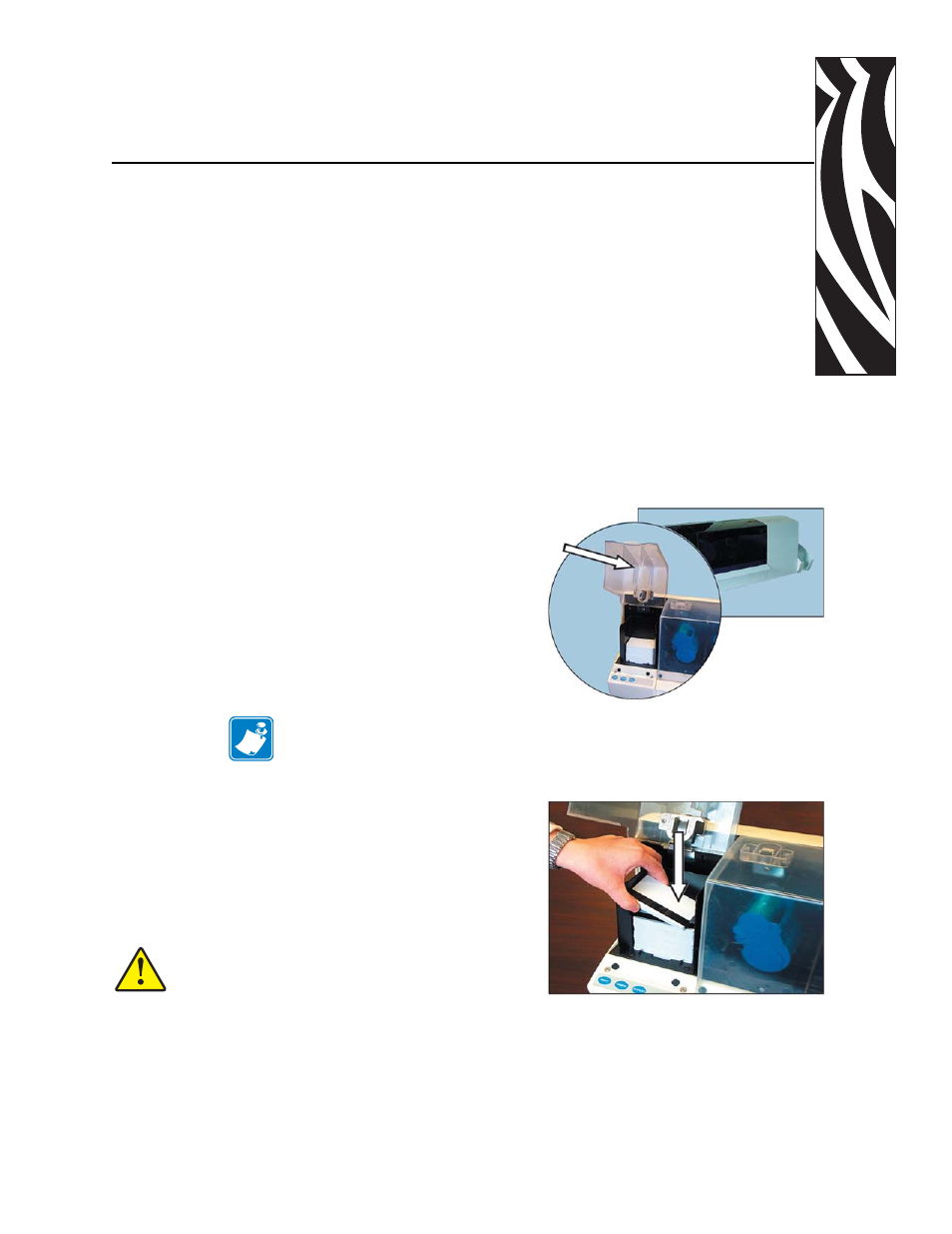 Media handling, Loading cards, Place the weight on top of the card stack | 2 • media handling | Zebra Technologies P640I User Manual | Page 21 / 93