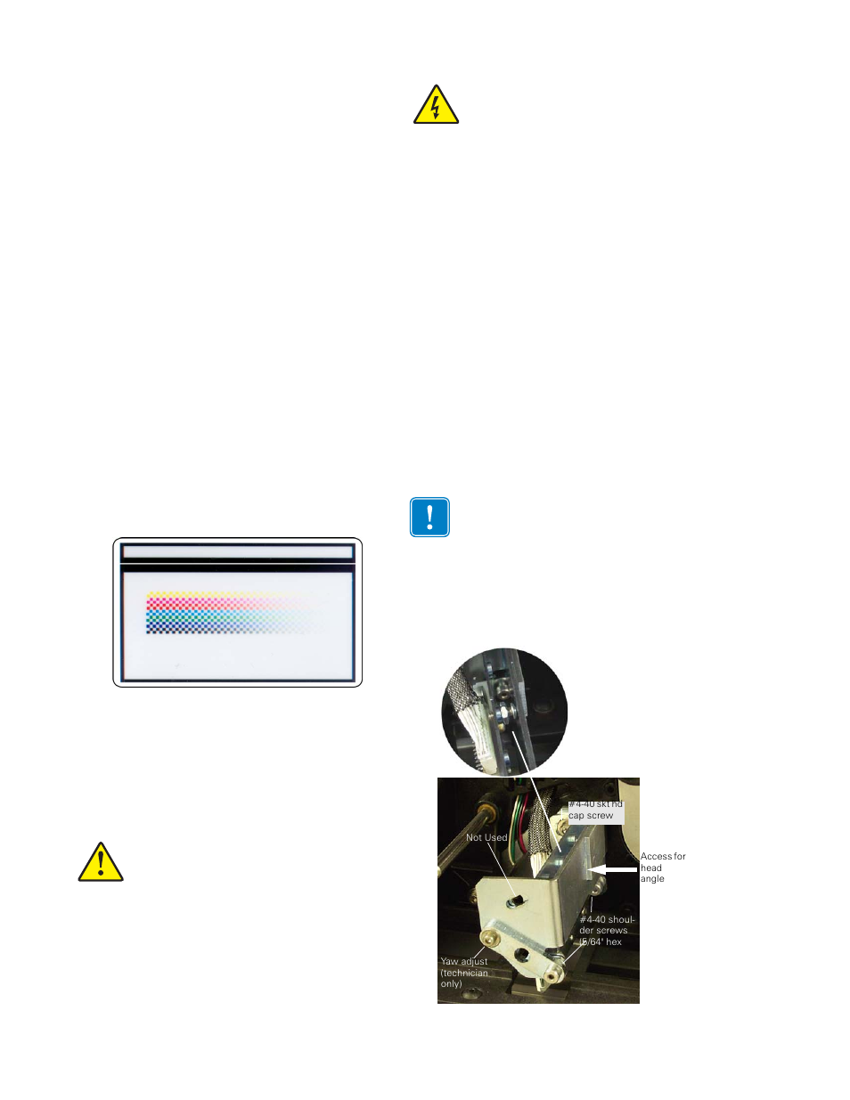 Techncial note 4 - print station, Examples of printhead problems, Cleaning the print head | Remove the color ribbon, Technical note 4, Prin, Color, Technical note | Zebra Technologies P640I User Manual | Page 54 / 93