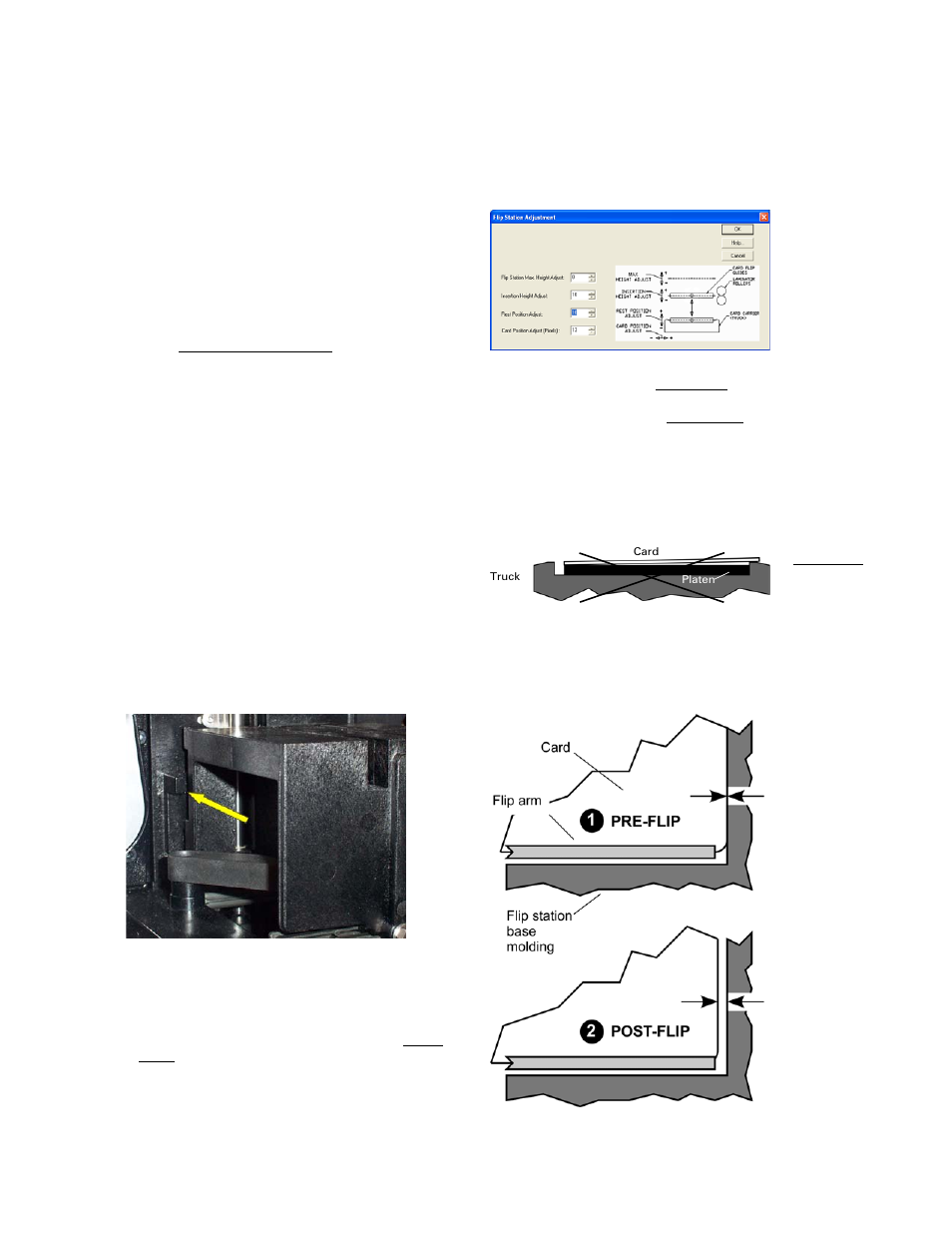 Flip station calibration, Carrier motion, Flip station components | Flip station parameters in the driver, Card position adjust (pixels), Rest position adjust | Zebra Technologies P640I User Manual | Page 63 / 93