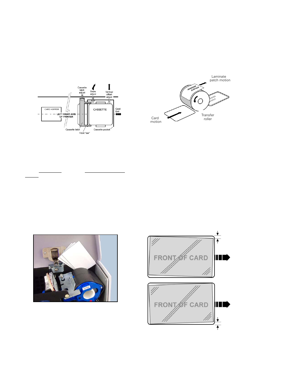 Laminate position adjustments, Reset the cassette pocket, Making sense of the skew adjustment | Upper cassette skew adjustment procedure | Zebra Technologies P640I User Manual | Page 66 / 93