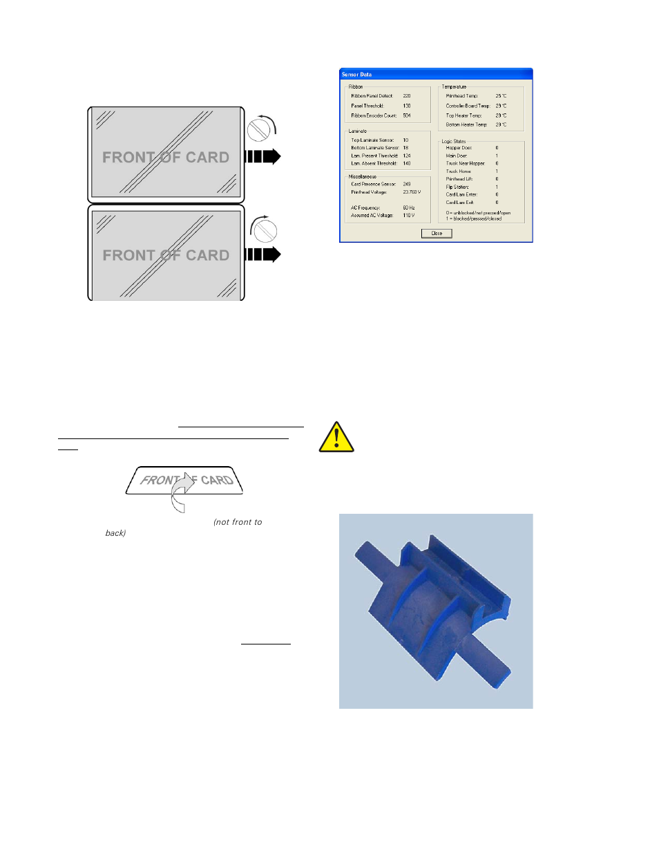 Re-install the cassette, Lower cassette vertical offset adjustment, Laminator parameters in the driver | Heater temperatures, Laminate sensors | Zebra Technologies P640I User Manual | Page 68 / 93