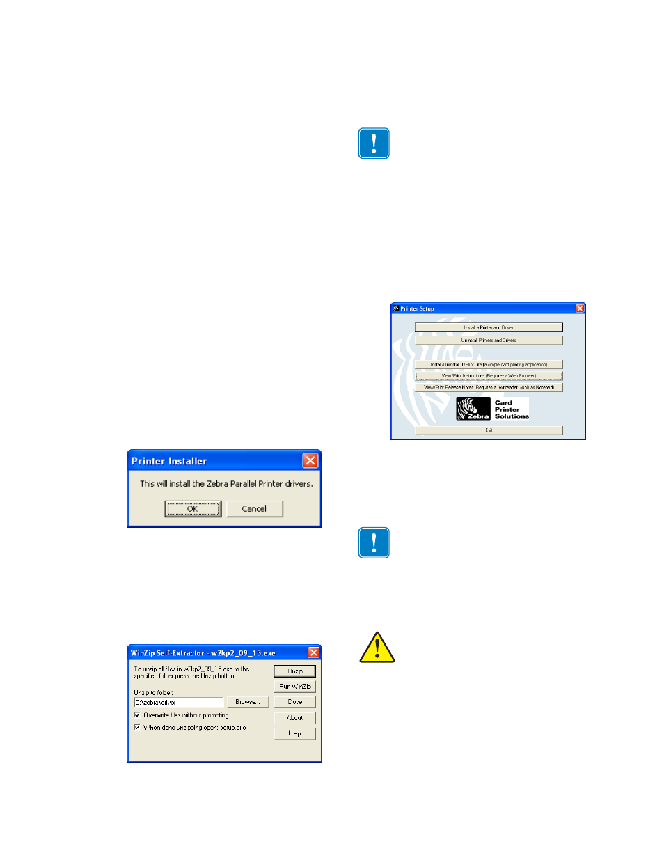 First things first, Driver cd, Download | Uninstalling the printer driver, Click uninstall printers and drivers, Windows file missing | Zebra Technologies P640I User Manual | Page 83 / 93