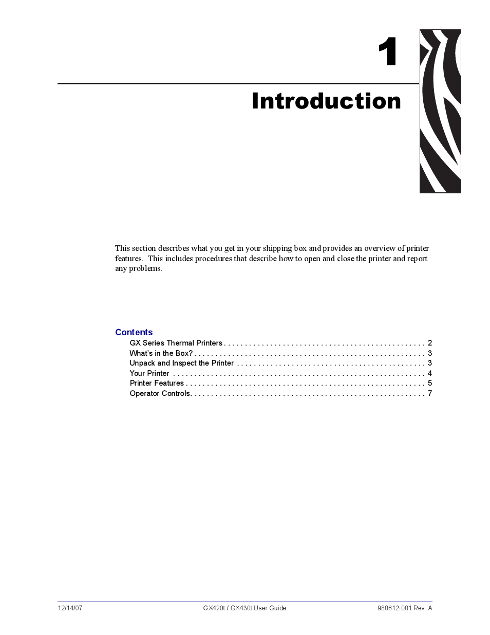 Introduction, 1 • introduction | Zebra Technologies GX420T User Manual | Page 13 / 108