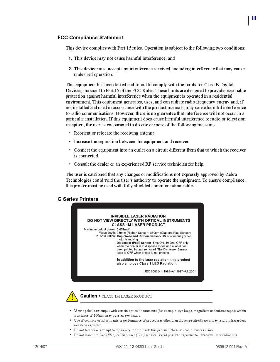 Zebra Technologies GX420T User Manual | Page 3 / 108