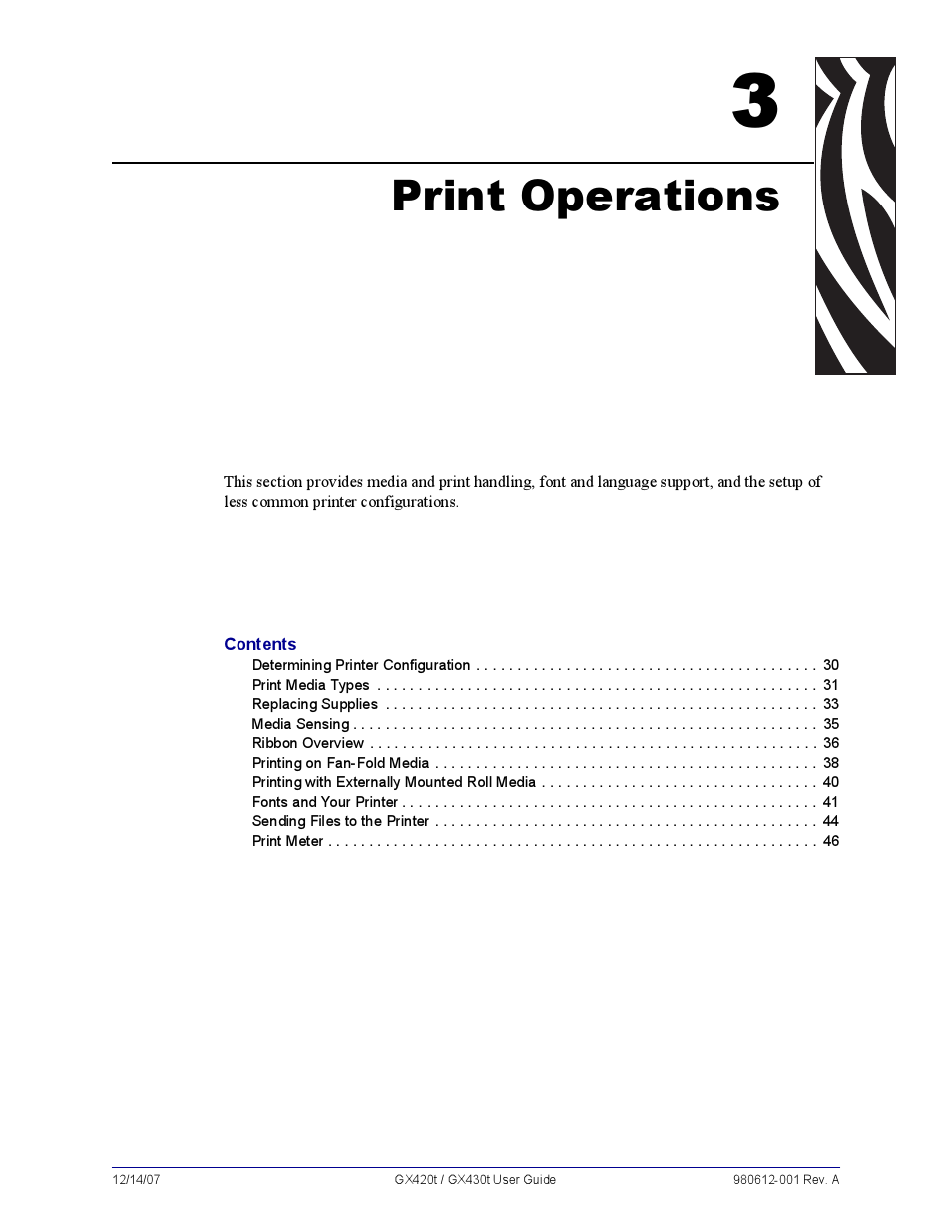 Print operations, 3 • print operations | Zebra Technologies GX420T User Manual | Page 41 / 108