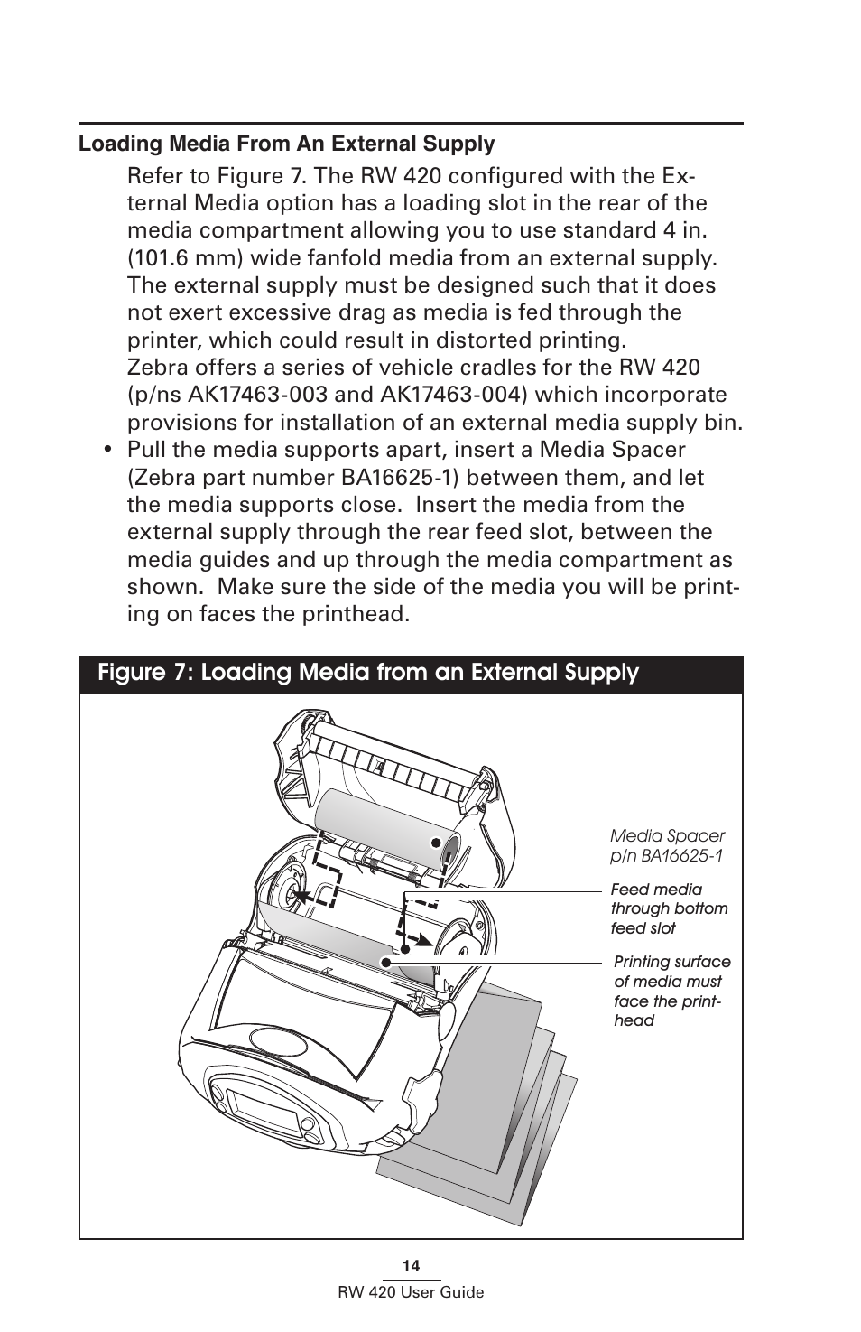 Loading media from an external supply, Upply, Figure 7: loading media from an external supply | Zebra Technologies LI 72 User Manual | Page 14 / 62
