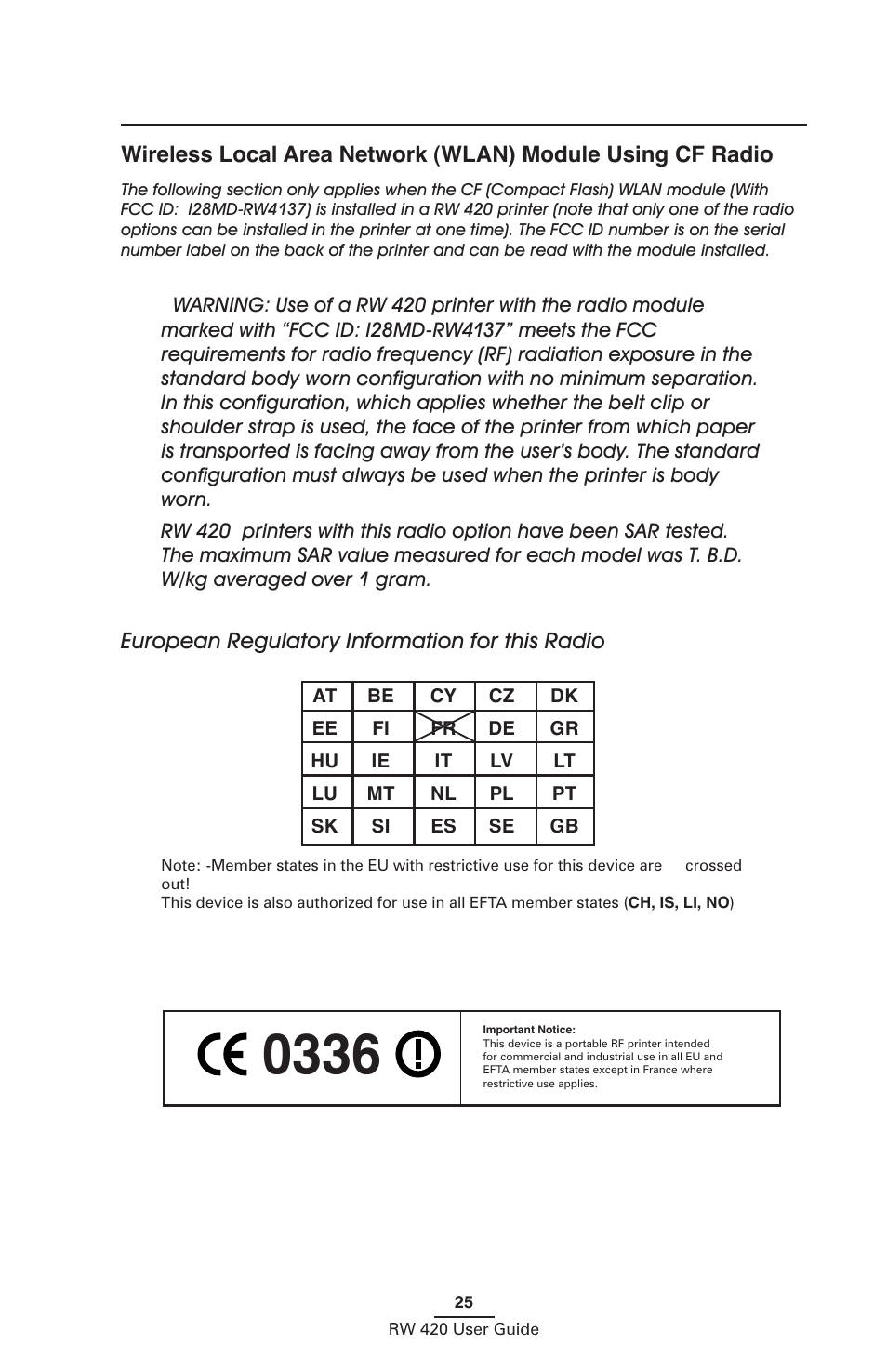 Wireless local area network module using cf radio | Zebra Technologies LI 72 User Manual | Page 25 / 62