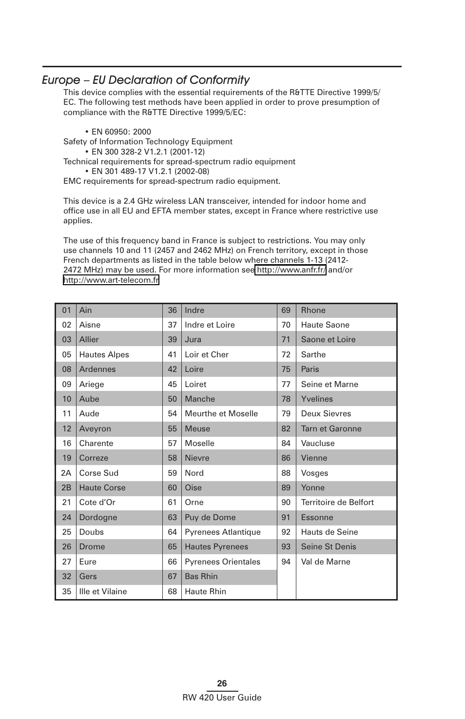 Europe – eu declaration of conformity | Zebra Technologies LI 72 User Manual | Page 26 / 62