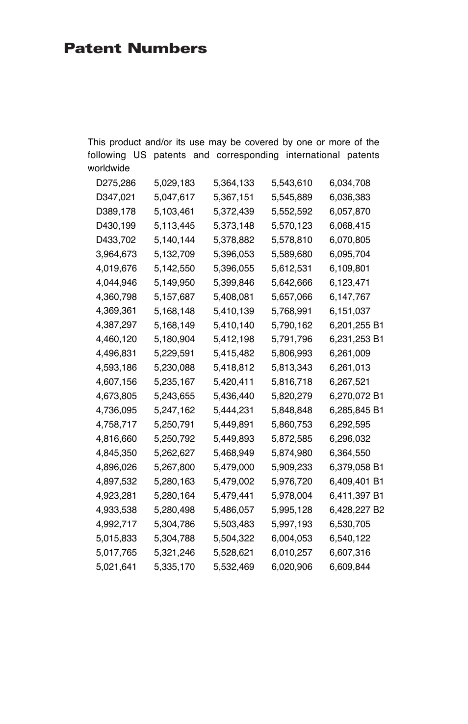 Patent numbers | Zebra Technologies LI 72 User Manual | Page 61 / 62