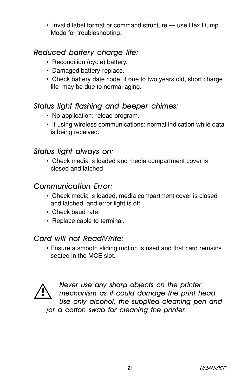 Zebra Technologies Cameo Portable Encoding Printer User Manual | Page 21 / 30