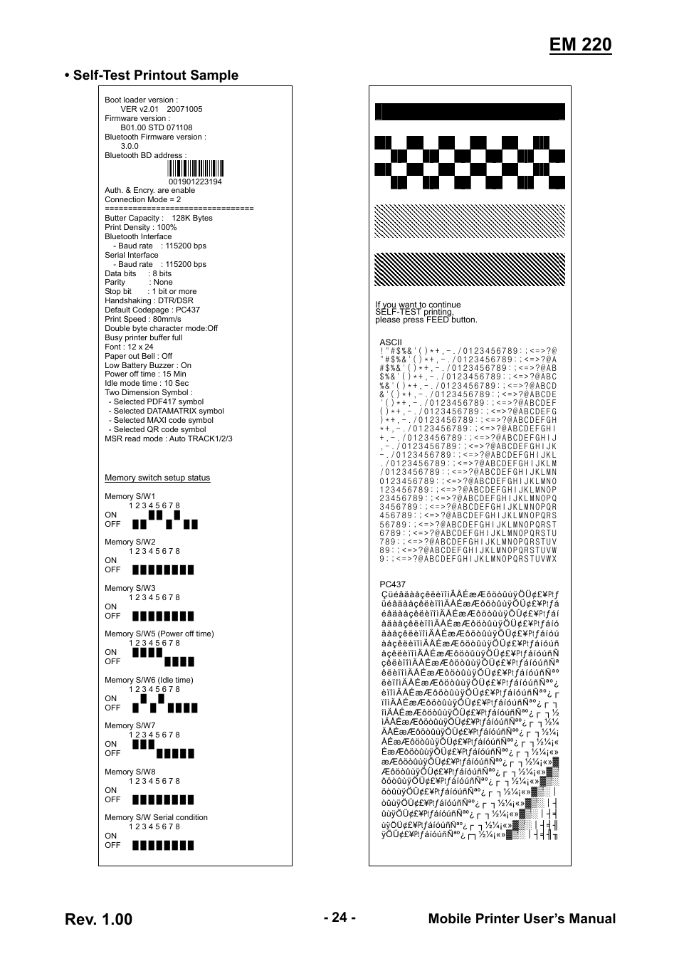 Em 220, Rev. 1.00 | Zebra Technologies EM 220 User Manual | Page 24 / 30