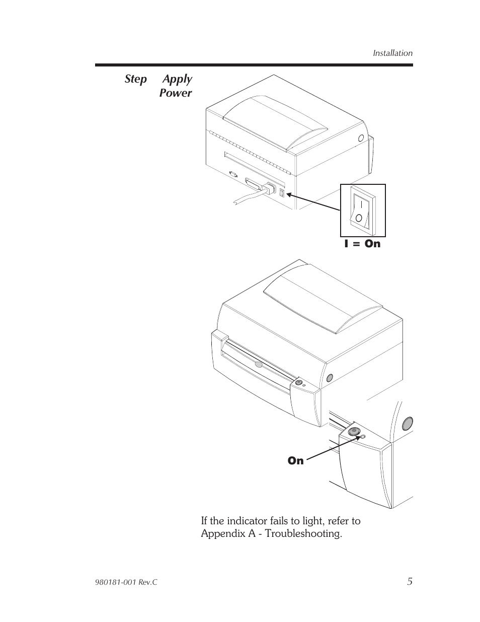 Step ➌ apply power | Zebra Technologies Strata Thermal Printers User Manual | Page 13 / 70