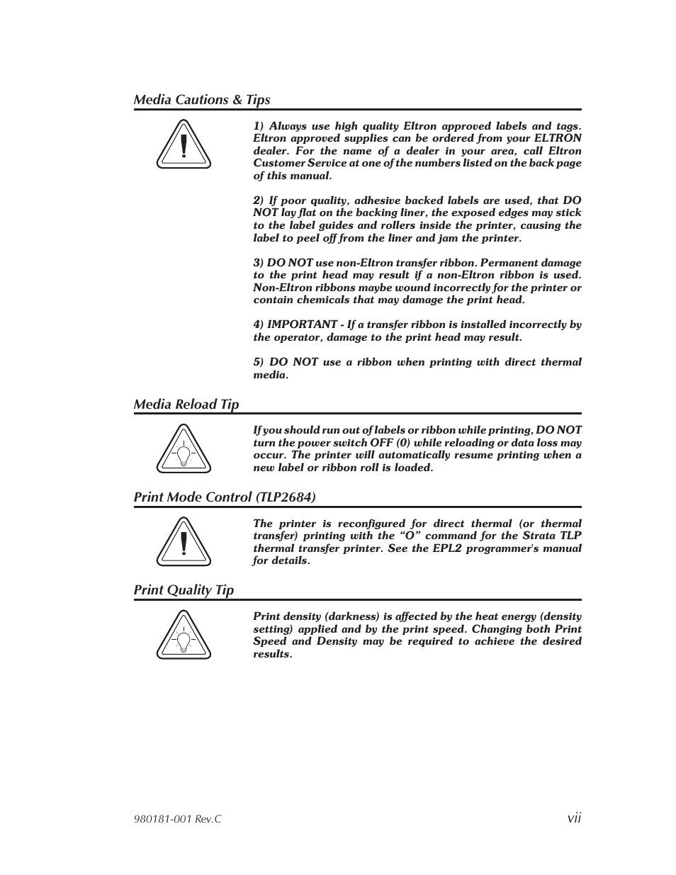 Zebra Technologies Strata Thermal Printers User Manual | Page 7 / 70