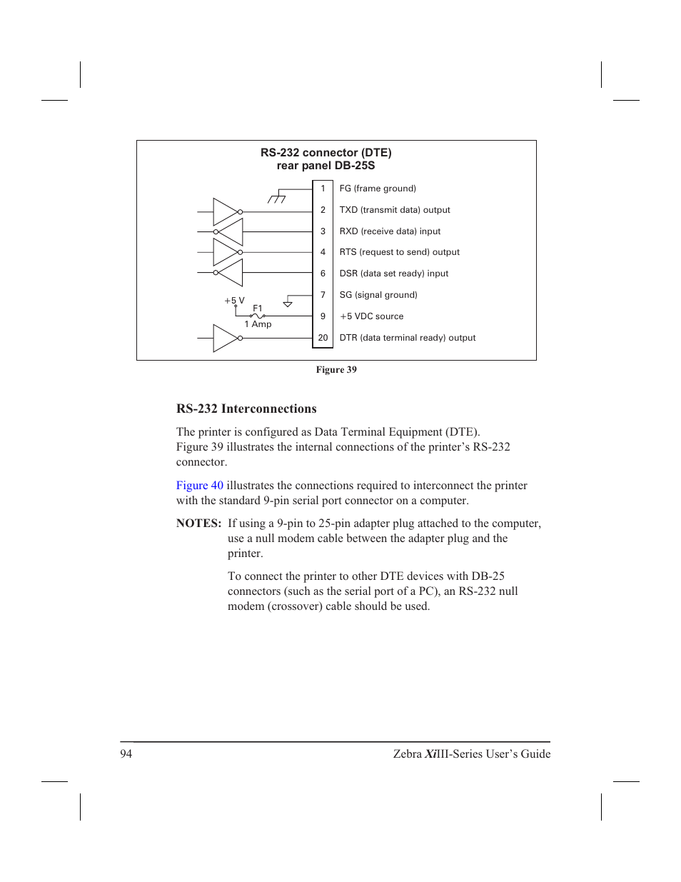 Rs-232 interconnections | Zebra Technologies XiIII User Manual | Page 100 / 108