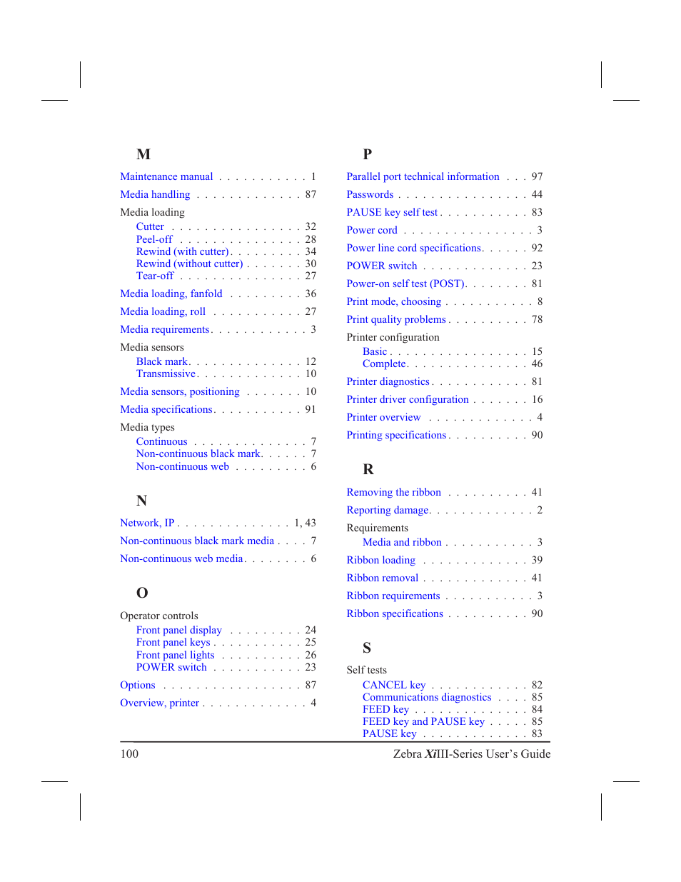Zebra Technologies XiIII User Manual | Page 106 / 108