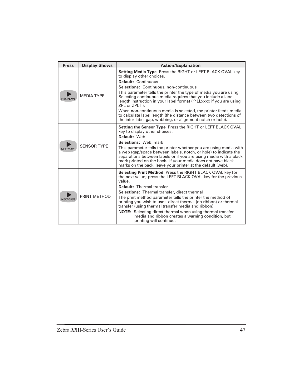 Zebra xi iii-series user’s guide 47 | Zebra Technologies XiIII User Manual | Page 53 / 108