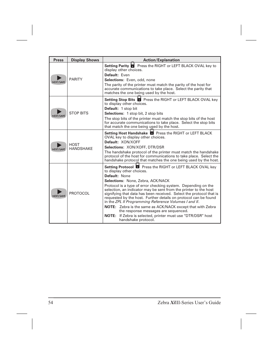 54 zebra xi iii-series user’s guide | Zebra Technologies XiIII User Manual | Page 60 / 108
