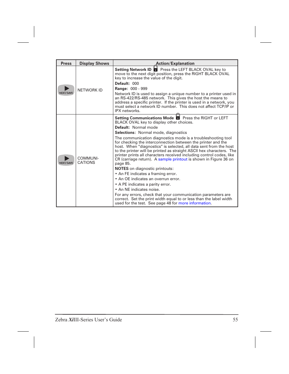 Zebra xi iii-series user’s guide 55 | Zebra Technologies XiIII User Manual | Page 61 / 108